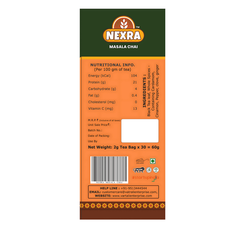 Nexra - Masala Bliss Tea - 30 Exquisite Masala Tea Bags | For Refreshing and Flavorful Experience | Made with 11 Different Hand Ground Spices view 4