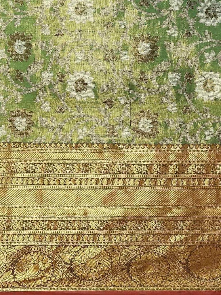 Women's Brocade Soft Silk Zari Woven Saree With Unstiched Blouse Piece view 3