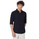 Mufti Navy Dobby Slim Fit Casual Shirt