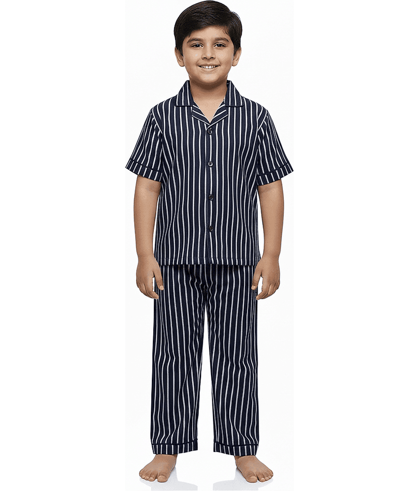 harshvardhanmart.com Pack of 1 Boys 100% Cotton Nightsuit Set ( Black )