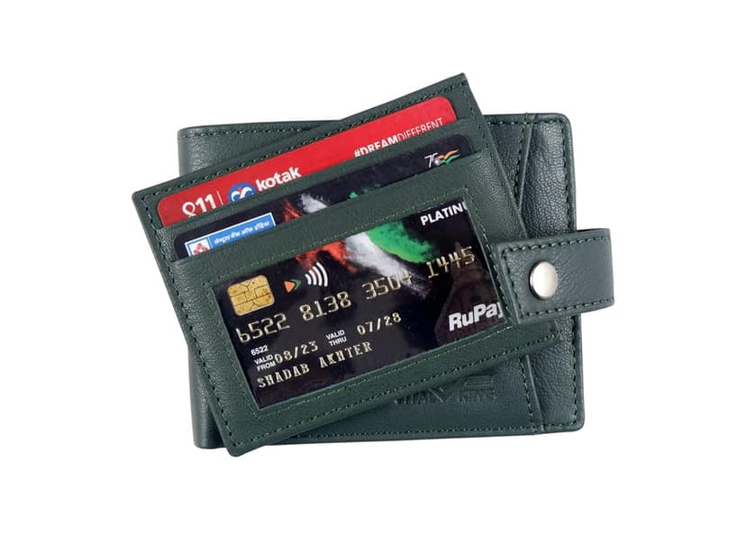 Vital King Men Trendy, Travel Green Genuine Leather RFID Wallet (8 Card Slots) view 3