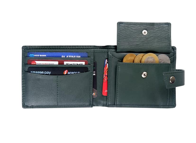 Vital King Men Trendy, Travel Green Genuine Leather RFID Wallet (8 Card Slots) view 6