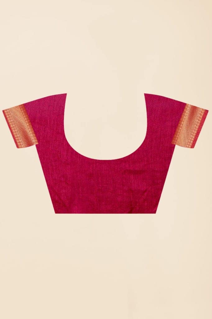 Kanjiwaram Silk Brocade Saree with Red border view 5