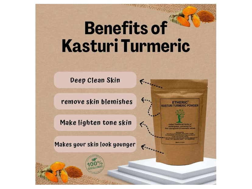 Etheric Wild Kasturi Turmeric & Sandal Powder Combo (150+100 gm) for Anti Acne & Skin Rejuvenation view 2