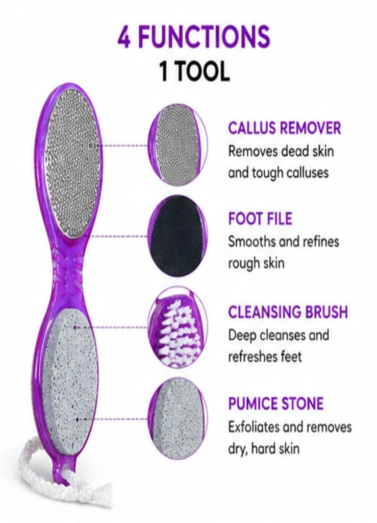 Legise 4-in-1 Foot Scrubber for Women & Men | Dead Skin Remover | Pumice Stone with Foot File & Nail Cleaner | Pedicure Tool for Cracked Heels view 3
