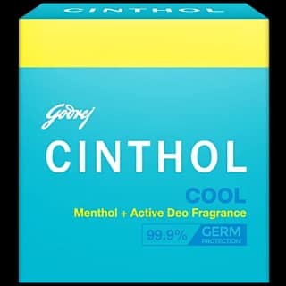 Cinthol Cool Menthol + Active Deo Fragrance Soap, 99.9% Germ Protection, 125 G (Pack Of 3)