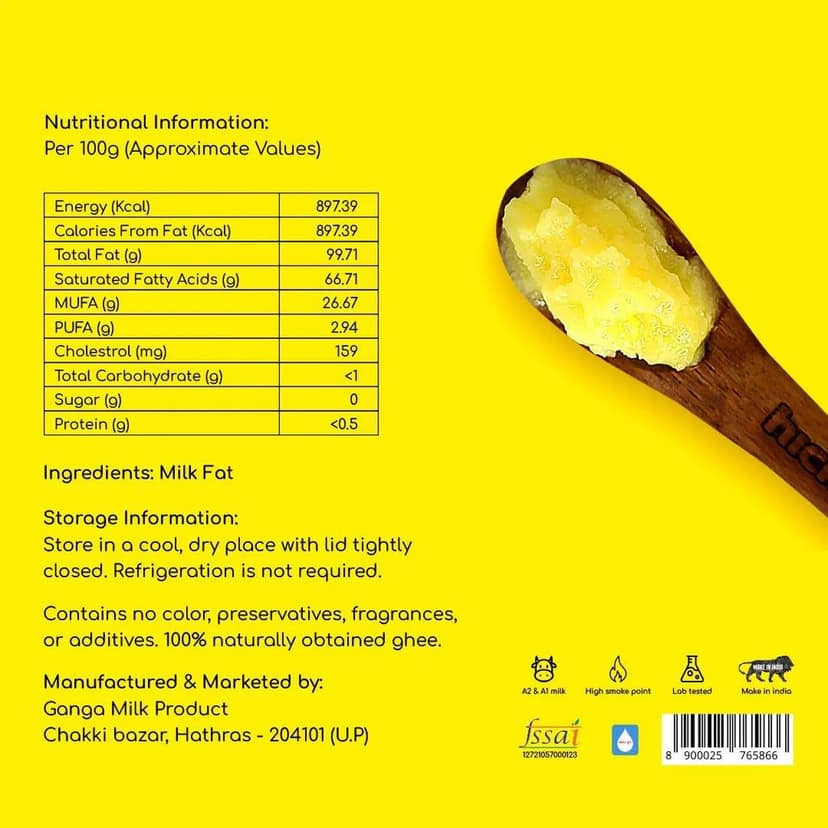 Pack of 2 | 180ml | A2 Cow Desi Ghee | Cultured Ghee | Bilona Method | Lab Tested. view 4