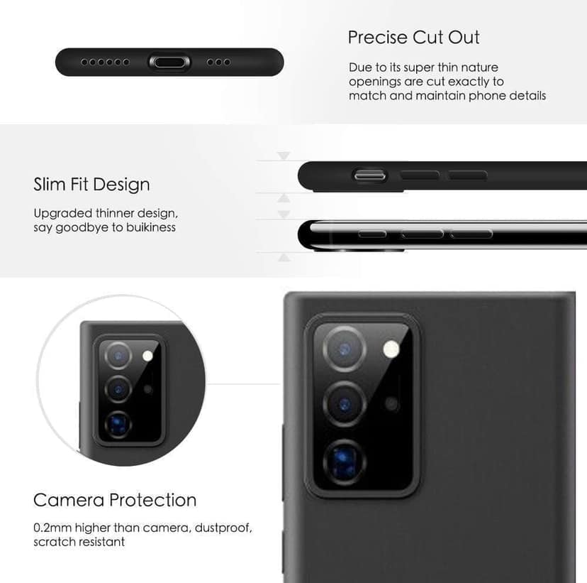 Memumi Crystalloid Series Back Cover Case for Samsung Galaxy Note 20 Shockproof - Black (6.9") view 3