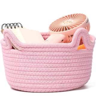 Generic Cotton Pack Of_1 Cat Basket 8x4 Inch Storage Basket For Clothes (Pink)-PID66454