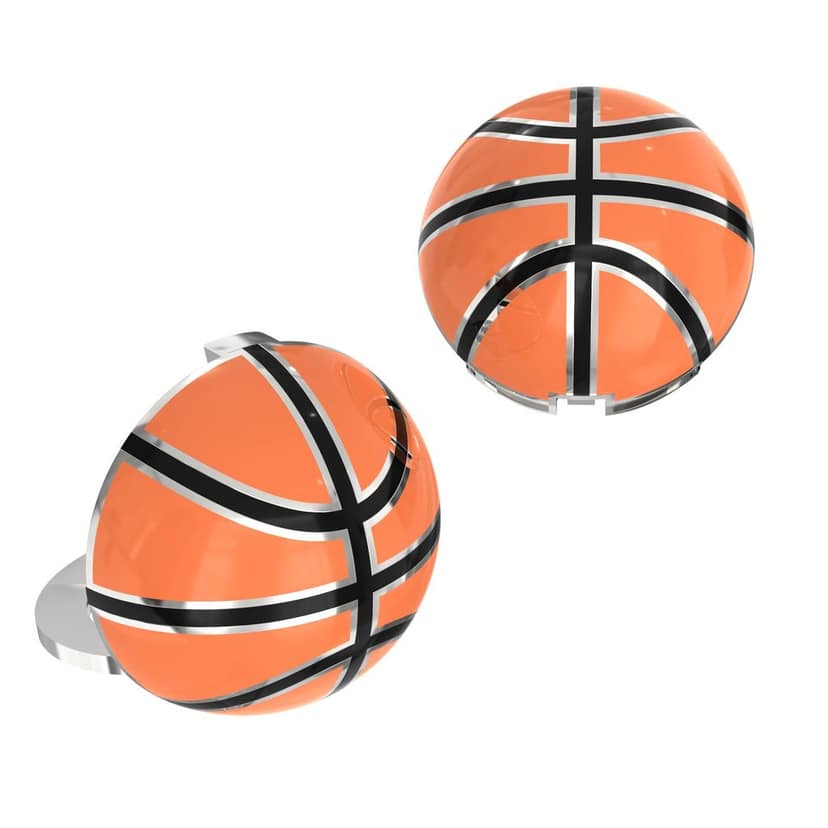 The Smart Buttons - White Gold Colour Plated Shirt Button Cover Cufflinks for Men - Basketball view 2