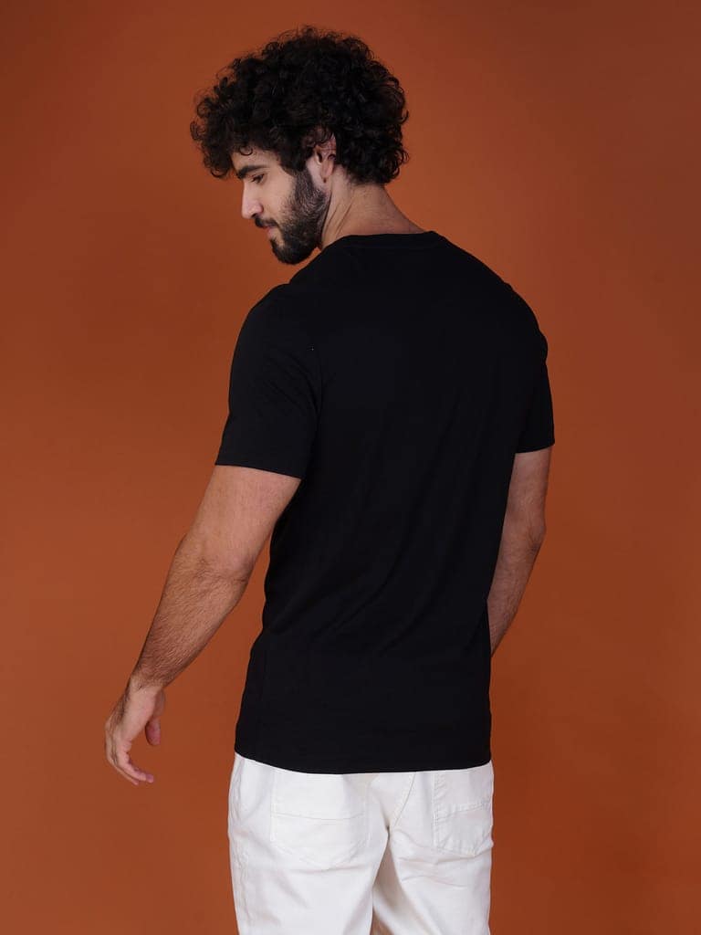 Men’s Branded European Fit Cotton Jersey T-Shirt Black view 2