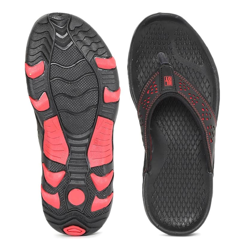 Paragon Black and Red Ultra-Durable Everyday Flip Flops for Men view 5
