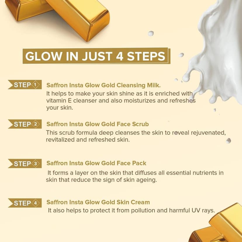 VI-JOHN Women Insta Gold Brightening Facial Kit with Free Turmeric Face Wash (55 + 50 G) 110 G view 4