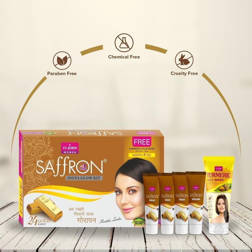 VI-JOHN Women Insta Gold Brightening Facial Kit with Free Turmeric Face Wash (55 + 50 G) 110 G view 5