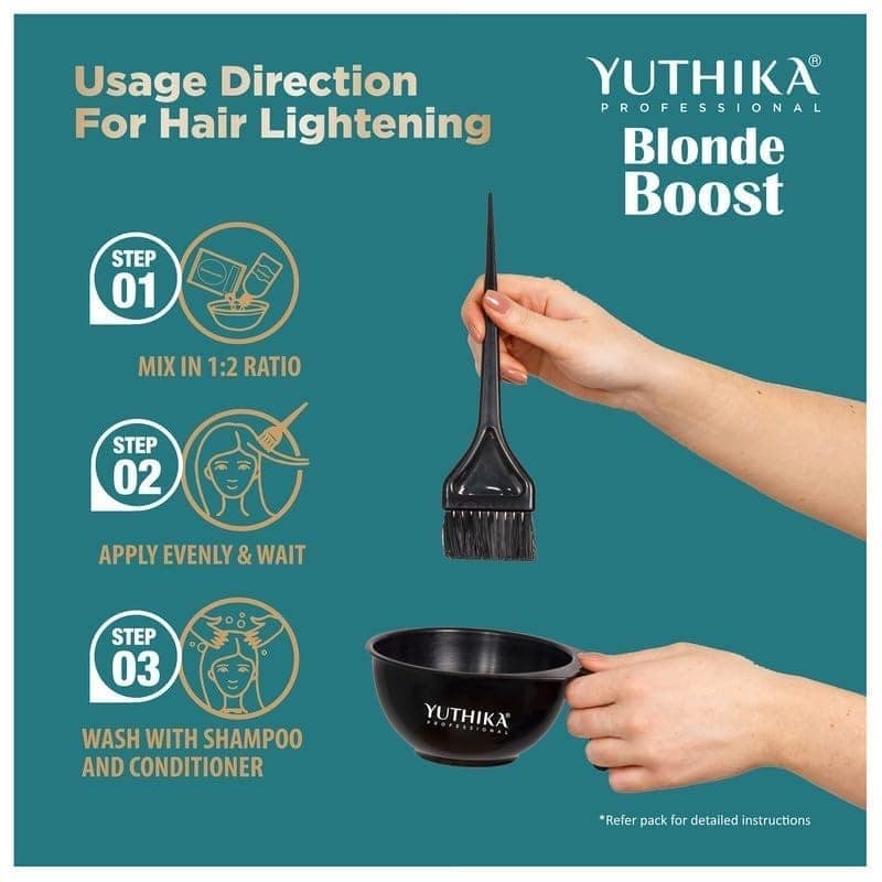 Yuthika Professional Blonder Powder for Hair 500g, Blonde Boost Hair Lightning Powder with Conditioning Actives, Upto 9 Levels Lift, Visible Effect on All Hair Types view 6