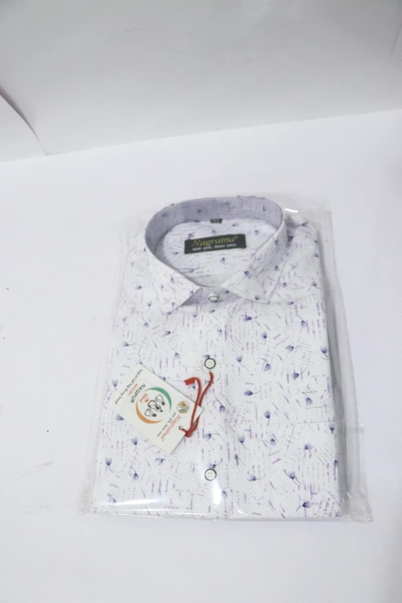 White Printed Cotton Shirt