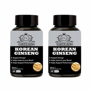 EARTH KING Korean Ginseng Capsule | Red Ginseng | Root Extract | Dietary Supplement | Strength, Stamina & Energy � 500mg 60 Capsules (Pack of 2)