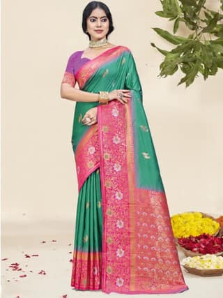 Teal Green Silk Saree