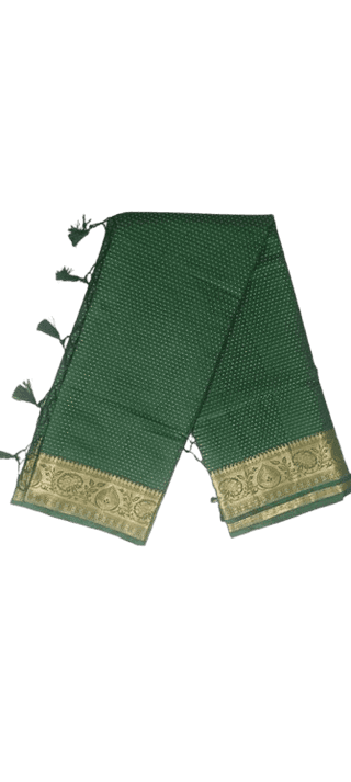 Green Saree With Golden Border