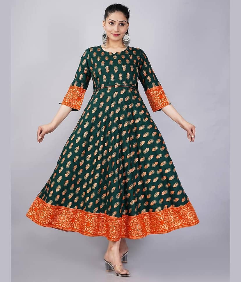 Mishree Collection - Blue Rayon Women's Anarkali Kurti ( Pack of 1 )