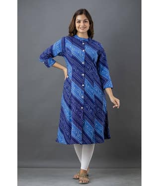 Lee Moda - Blue Cotton Women's Front Slit Kurti ( Pack of 1 )