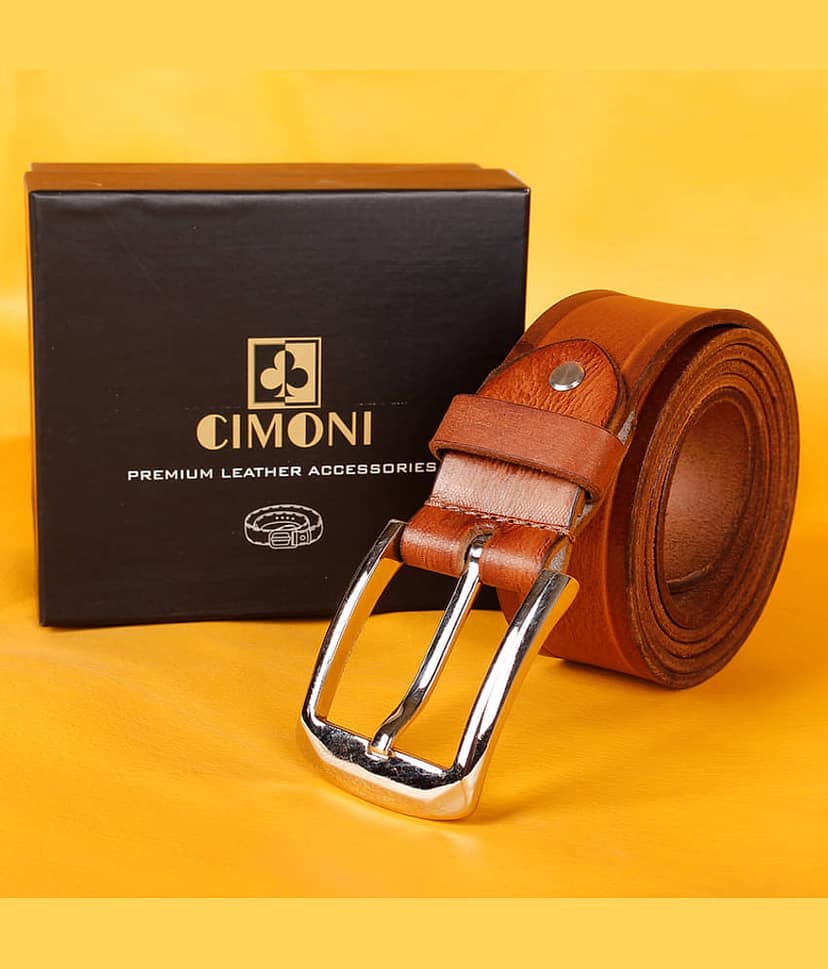CIMONI - Tan Leather Men's Formal Belt ( Pack of 1 ) view 2