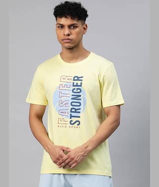 Alcis Yellow Cotton Regular Fit Men's Sports T-Shirt ( Pack of 1 )