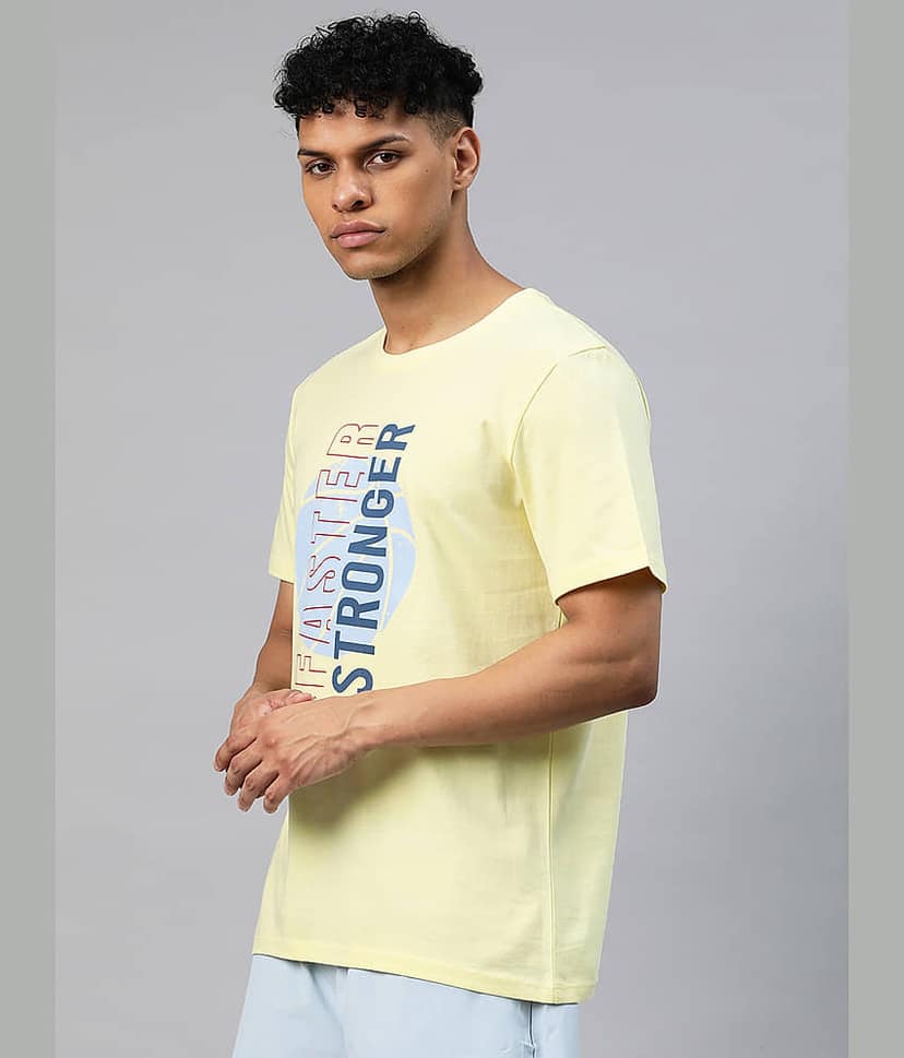 Alcis Yellow Cotton Regular Fit Men's Sports T-Shirt ( Pack of 1 ) view 2
