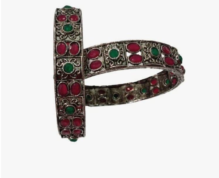 KAMAAKSHI Multicolor Oxidized Silver Traditional Design Bangles for Women for All Traditional Occasions view 3