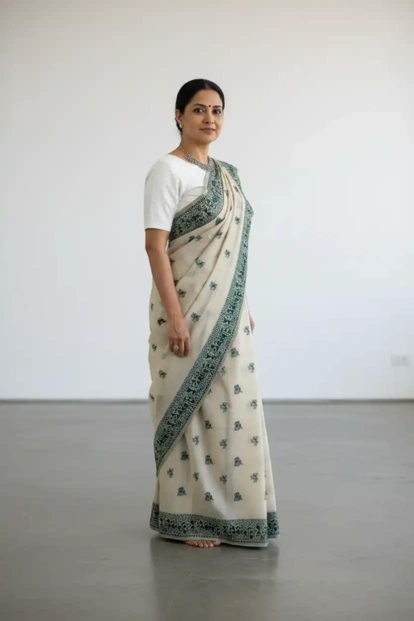 Sambalpuri Handloom Cotton Saree with Baandha Ikat Motifs and Blouse