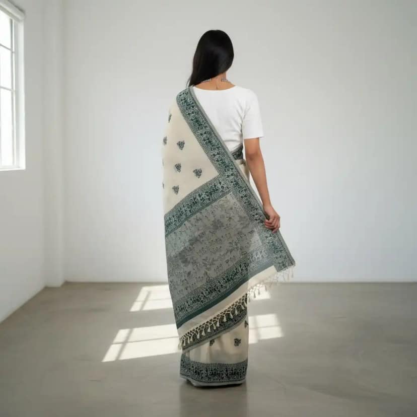 Sambalpuri Handloom Cotton Saree with Baandha Ikat Motifs and Blouse view 2