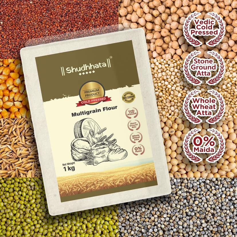 Shudhaata Premium Multigrain Atta (1kg) - Assorted Grains for Nutritious Goodness view 3