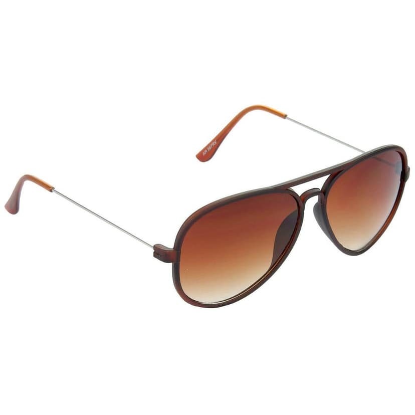 HRINKAR Pilot And Rectangular Stylish Sunglasses For Men And Women (Brown And Grey Lens | Brown And Black Frame - HCMB314) With Free Paper 3D Glass view 2