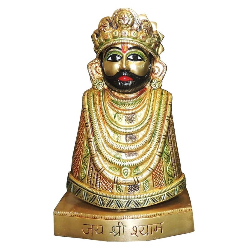 Brass Khatu Shyam Murti � Handmade Brass Spiritual Home Decor, Height : 8.5 Inch (BSMAS1305 G) view 2