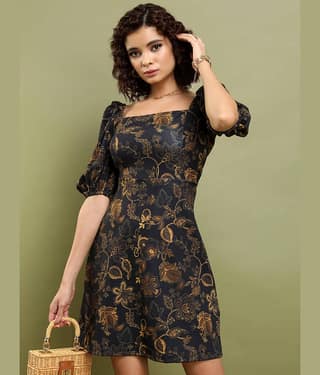 Tokyo Talkies Women Polyester Printed Fit & Flare Dress ( Multicolor )