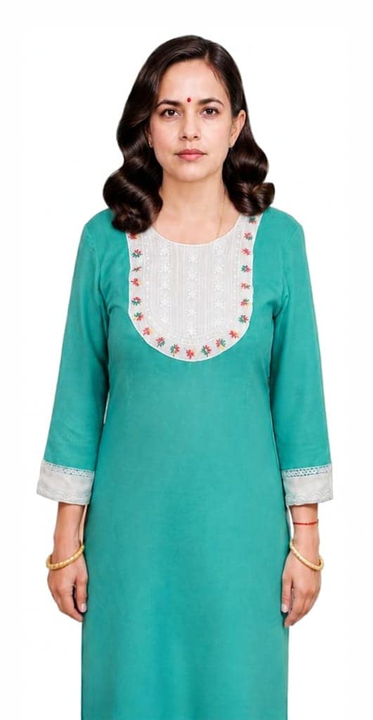 Women's Cotton Solid Colour Kurta and Palazzo Pant Set view 4