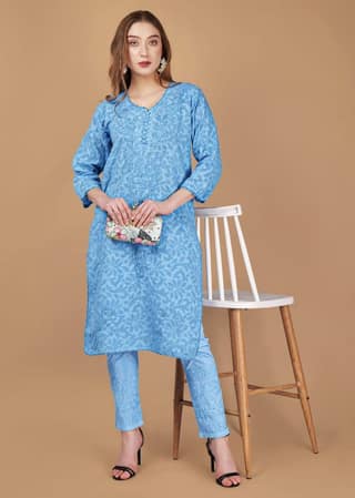 Braso Cotton Hand Embroidered Chikankari Kurta With Trouser
