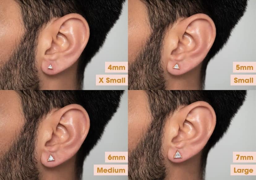 Triangle Solitaire CZ Ear Stud For Him (1 Pc Only) view 3