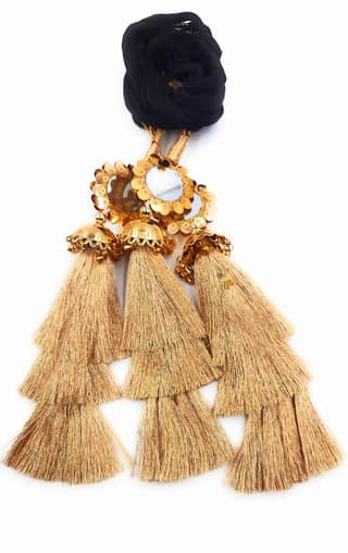 Jhumka & Mirror Punjabi Heavy Design Paranda/Patiala Shahi Parandi Design Golden & Multicolors