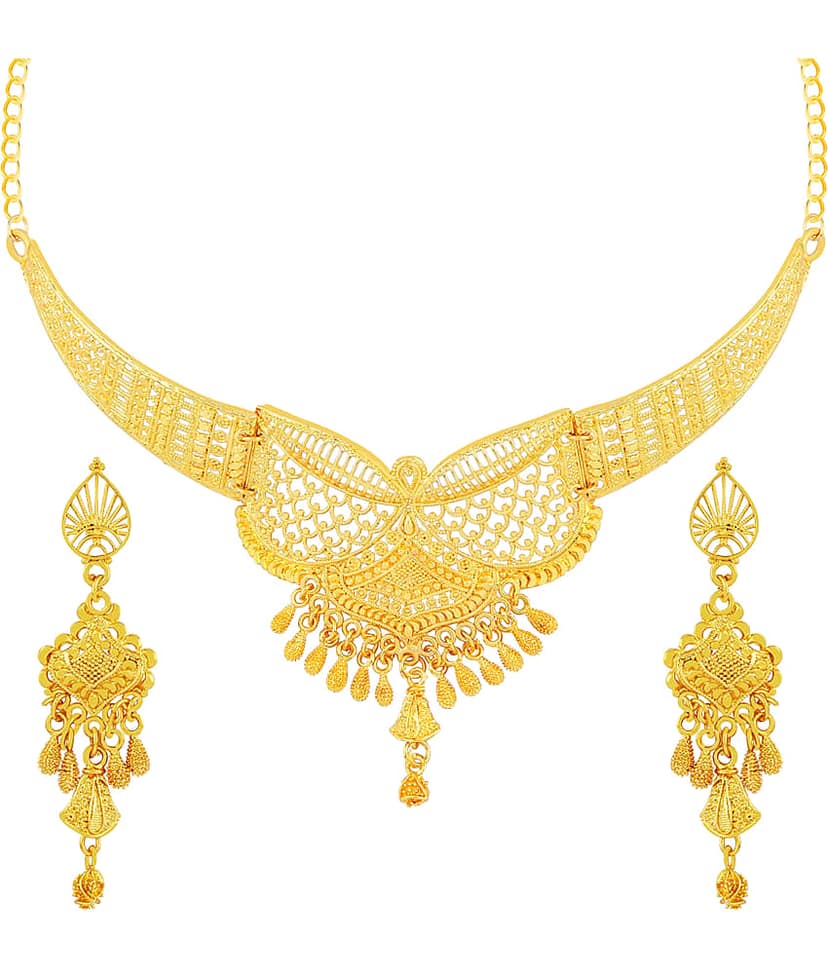 ShreejiHuff Alloy Golden Traditional Necklaces Set view 2