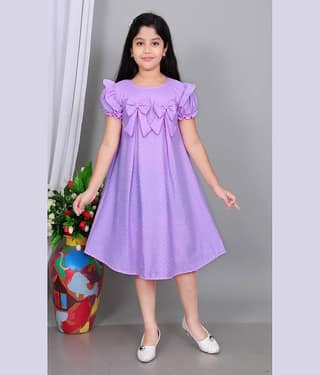 NEWSIFA Cotton Blend Dress For Girls ( Pack of 1 , Lavender )