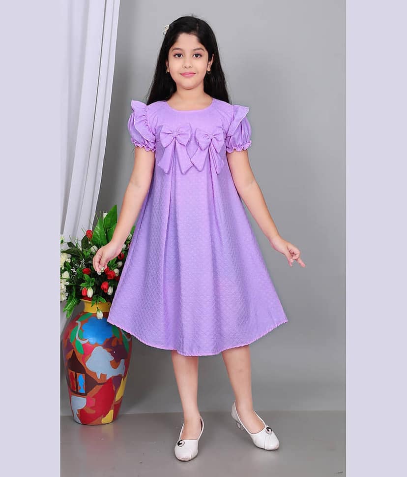 NEWSIFA Cotton Blend Dress For Girls ( Pack of 1 , Lavender )