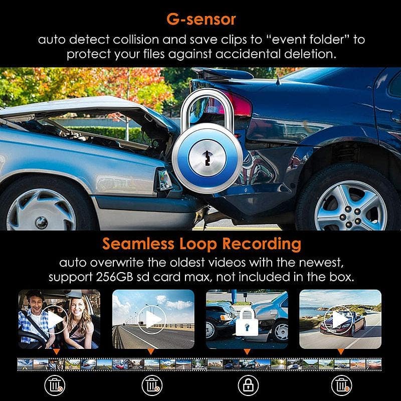 AUSHA 4K UHD Car Dash Camera with WiFi | Night Vision, HDR, 350° Rotating Lens, G-Sensor & Motion Detection view 7