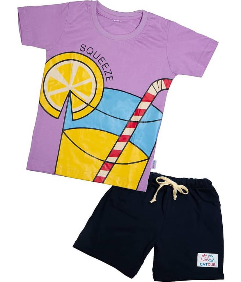 CATCUB Unisex for Baby Cotton Tops & Bottoms Sets ( Purple )