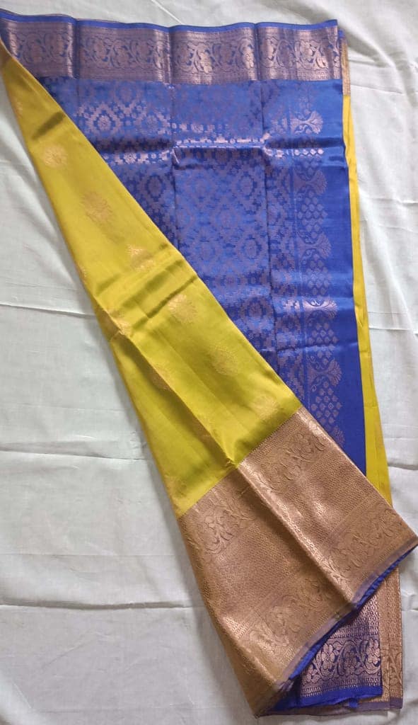 Yellow and Blue Uppada Silk Saree With Blouse view 2