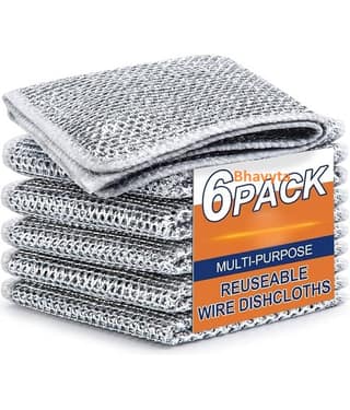 Bhavyta Wire Dishwashing Rags for Wet and Dry Dishwash Bar Non Scratch Scrubbing Pads 50 g Pack of 6