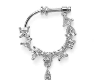 Solitaires ad stone American diamond awesome look like womens and girls look like rose plated NATH