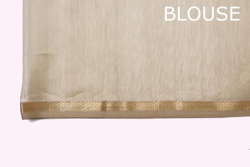 Elegant Linen Striated handloom Saree with Tassels view 5
