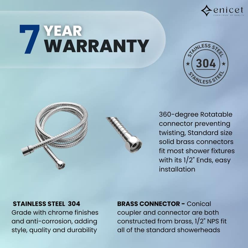 Enicet 3 in1 Wall Mixer with Overhead Shower and Handshower, Brass Build, Chrome Plated, 3 Function Handshower view 2