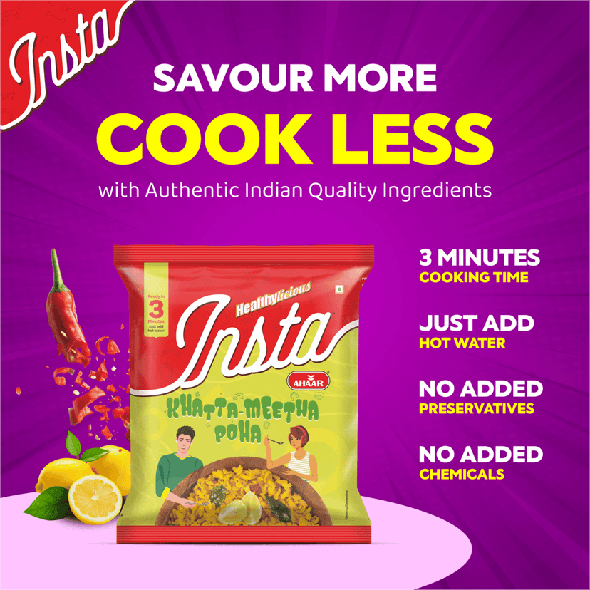 INSTA AHAAR Masala Poha - Pack of (60g Each) | Ready-to-Eat | Instant Snack view 4